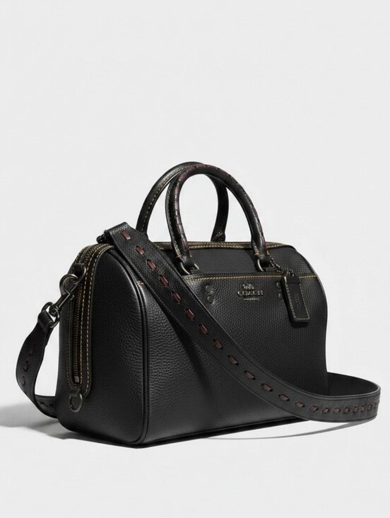 Coach Handbags - COACH 1941 Rogue Satchel Pebbled Leather Embellished Top Handle Custom Straps